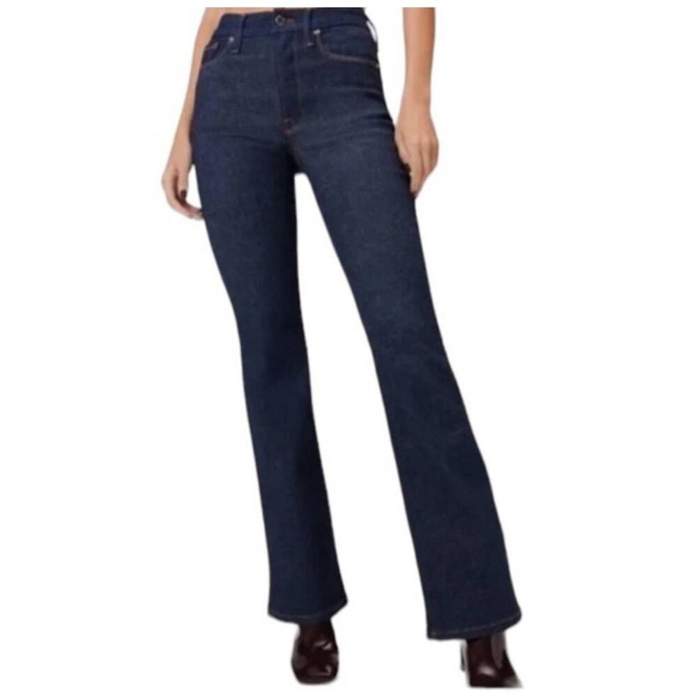Good American Dark Indigo High-Rise Flare Jeans